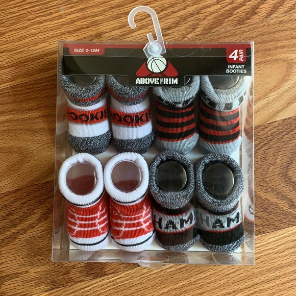 Above the Rim 4 Pack/Pairs Infant Booties Size 0-12M - Picture 3 of 3